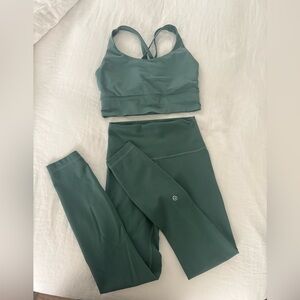 lululemon athletica Green Leggings and Sports Bra Set